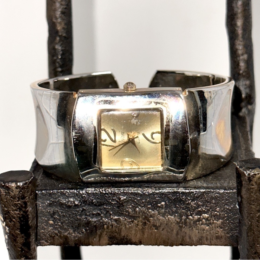 Vivani GoldTone Open Cuff Hinge Bracelet for Women - New Battery Added!